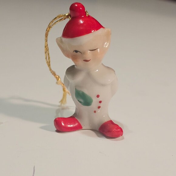 Vtg Elf Pixie 1950s Christmas Ornament YULETIDE NOVELTY Japan Retro Kitsch 2.25" - Picture 3 of 9